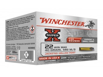 CARTOUCHE WINCHESTER 22WIN MAG SUPER-X CREUSE BOITE 150X 